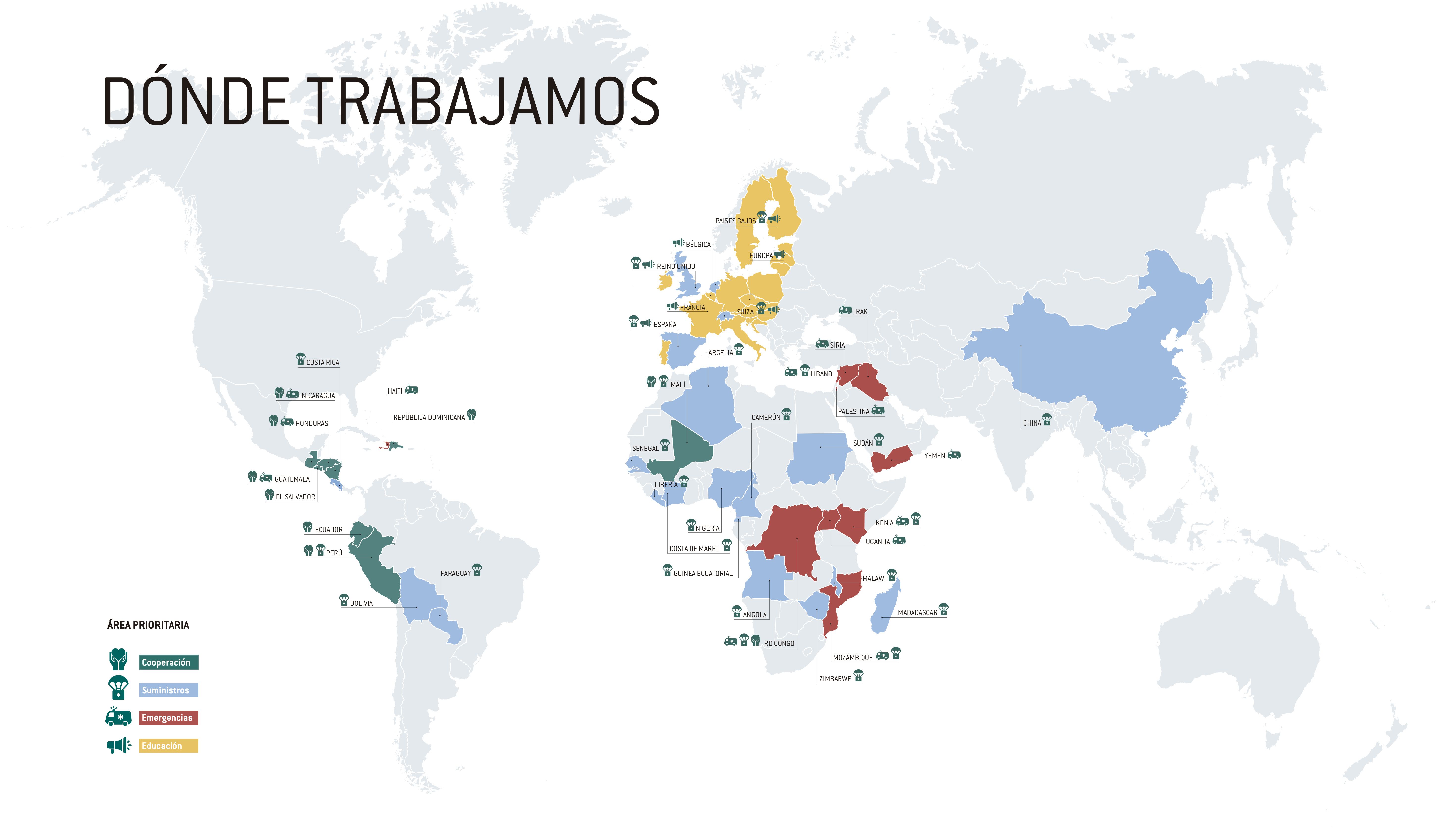 Mapa de la memoria anual 2020 de Farmamundi