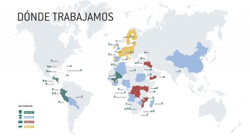 Mapa de la memoria anual 2020 de Farmamundi