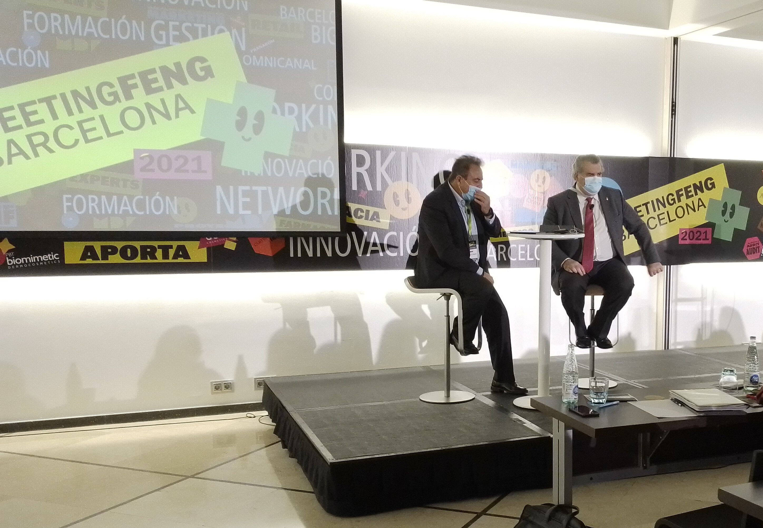 Luis de la Fuente y Antoni Torres durante la inauguración del MeetingFENG Barcelona