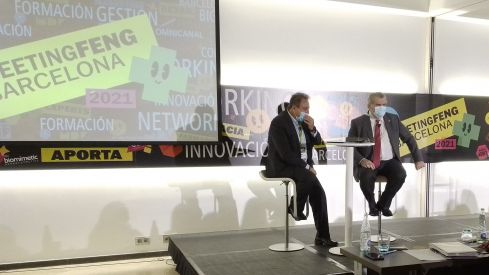 Luis de la Fuente y Antoni Torres durante la inauguración del MeetingFENG Barcelona