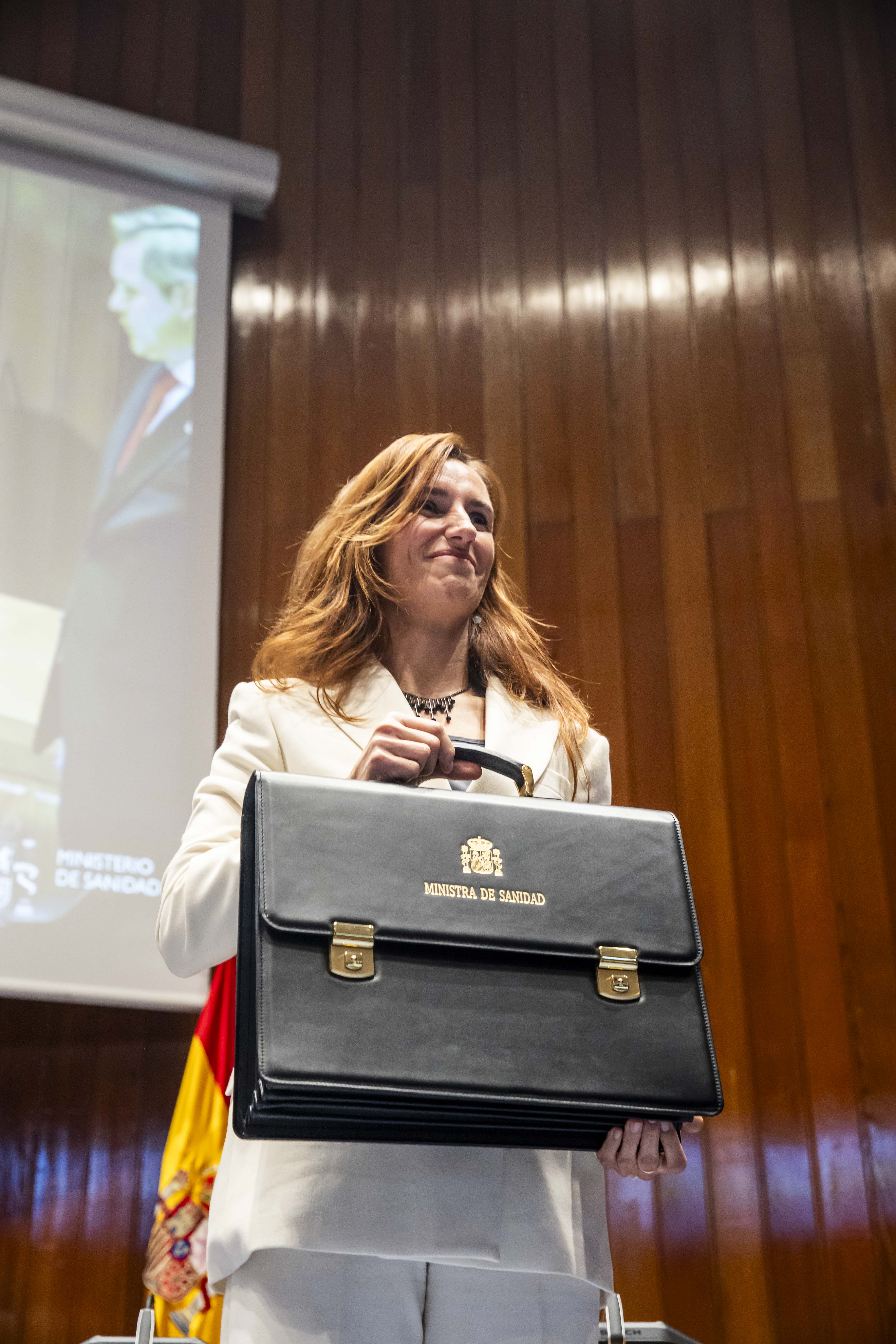 Mónica García, durante la toma de posesión de la cartera de Sanidad.