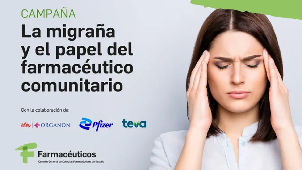 Cartel de la campaña "La migraña y la Farmacia Comunitaria"