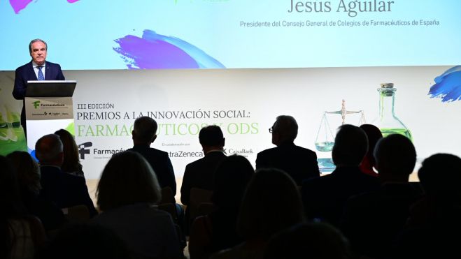 Jesús Aguilar durante su intervención en los III Premios a la Innovación Farmacéuticos y ODS Jesús Aguilar durante su intervención en los III Premios a la Innovación Farmacéuticos y ODS