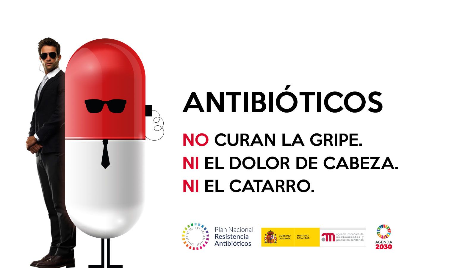 Imagen de la campaña del MInisterio de Sanidad para el uso responsable de los antibióticos.