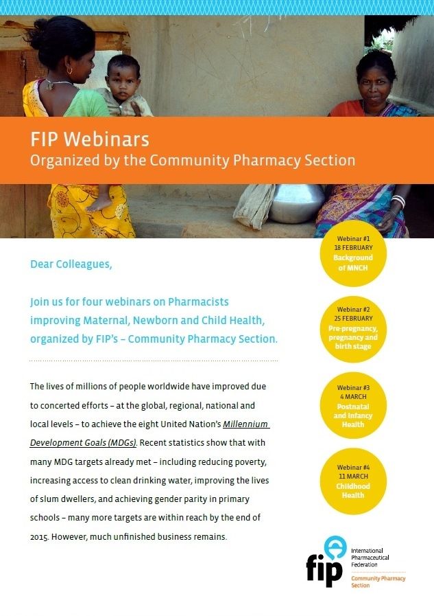 La Sección de Farmacia Comunitaria de la FIP organiza cuatro webinars sobre salud materno-infantil