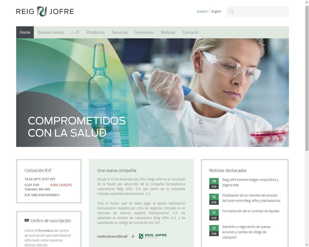 Reig Jofre estrena imagen corporativa y página web Reig Jofre estrena imagen corporativa y página web