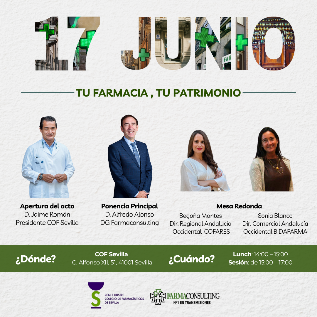 La jornada "Tu farmacia. Tu patrimonio" tendrá lugar el próximo 17 de junio de forma presencial como online.