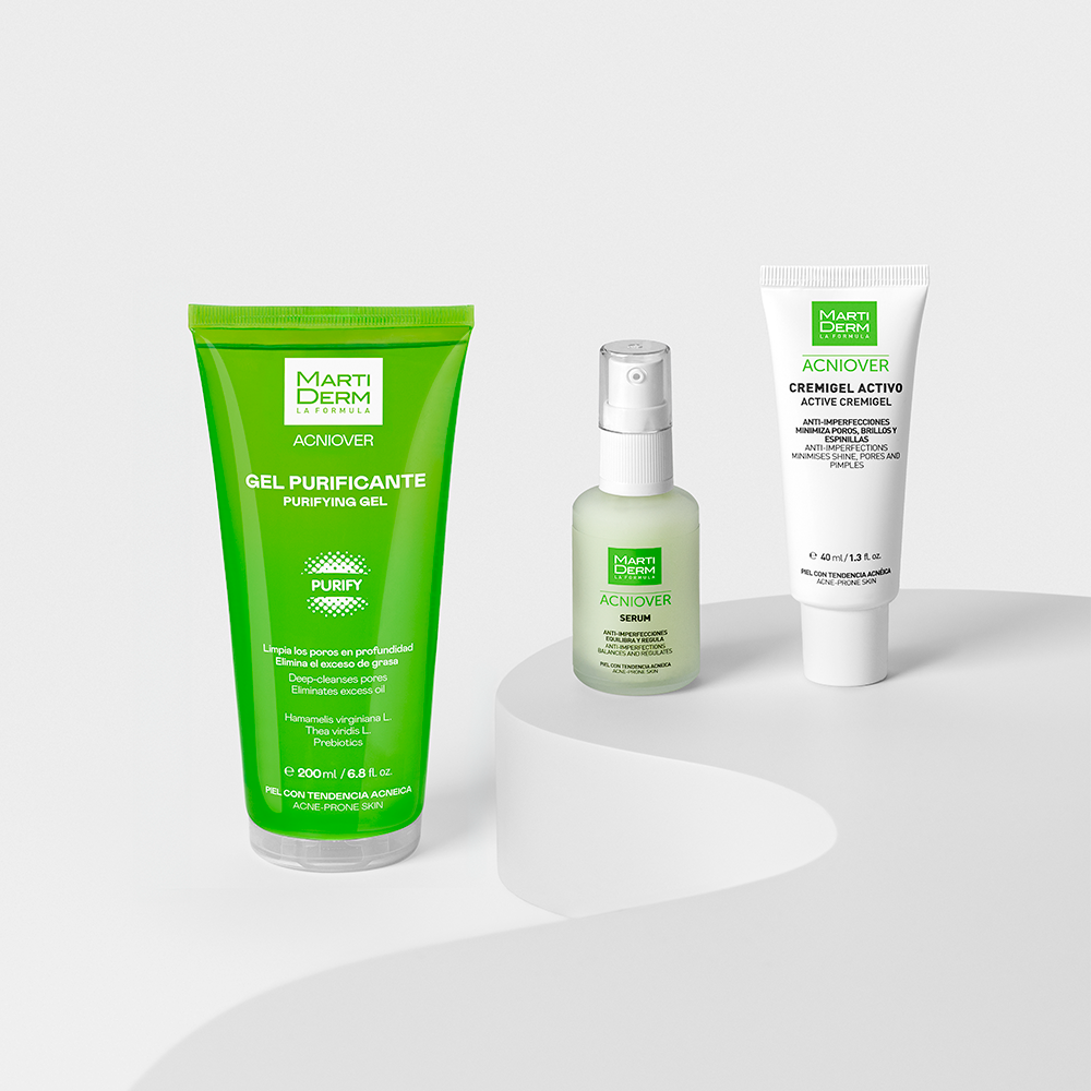 Descubre ACNIOVER de MartiDerm: la rutina anti-imperfecciones en 3 pasos para piel adulta