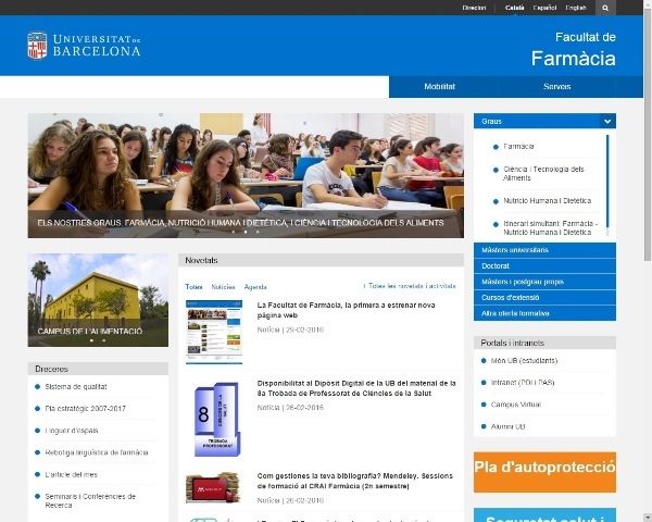 La Facultad de Farmacia de Barcelona estrena página web