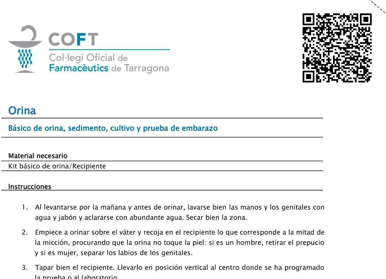 El COF de Tarragona y la ONCE facilitan el acceso a la información sobre las instrucciones de recogidas de muestras a las personas con discapacidad visual