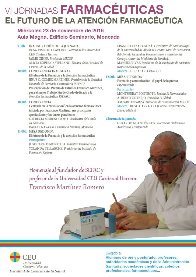 El futuro de la atención farmacéutica, tema central de las VI Jornadas Farmacéuticas