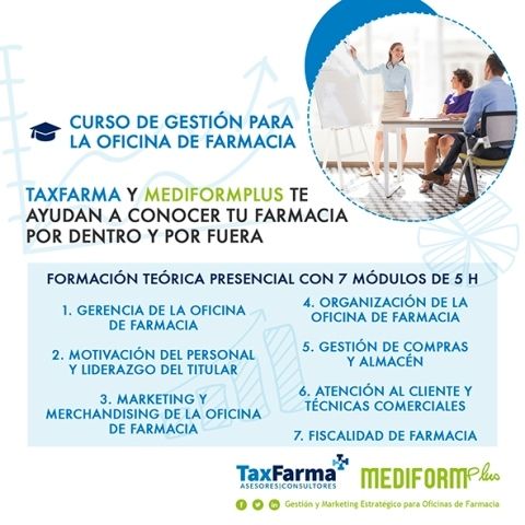 Mediformplus y Taxfarma lanzan un curso de gestión para la oficina de farmacia