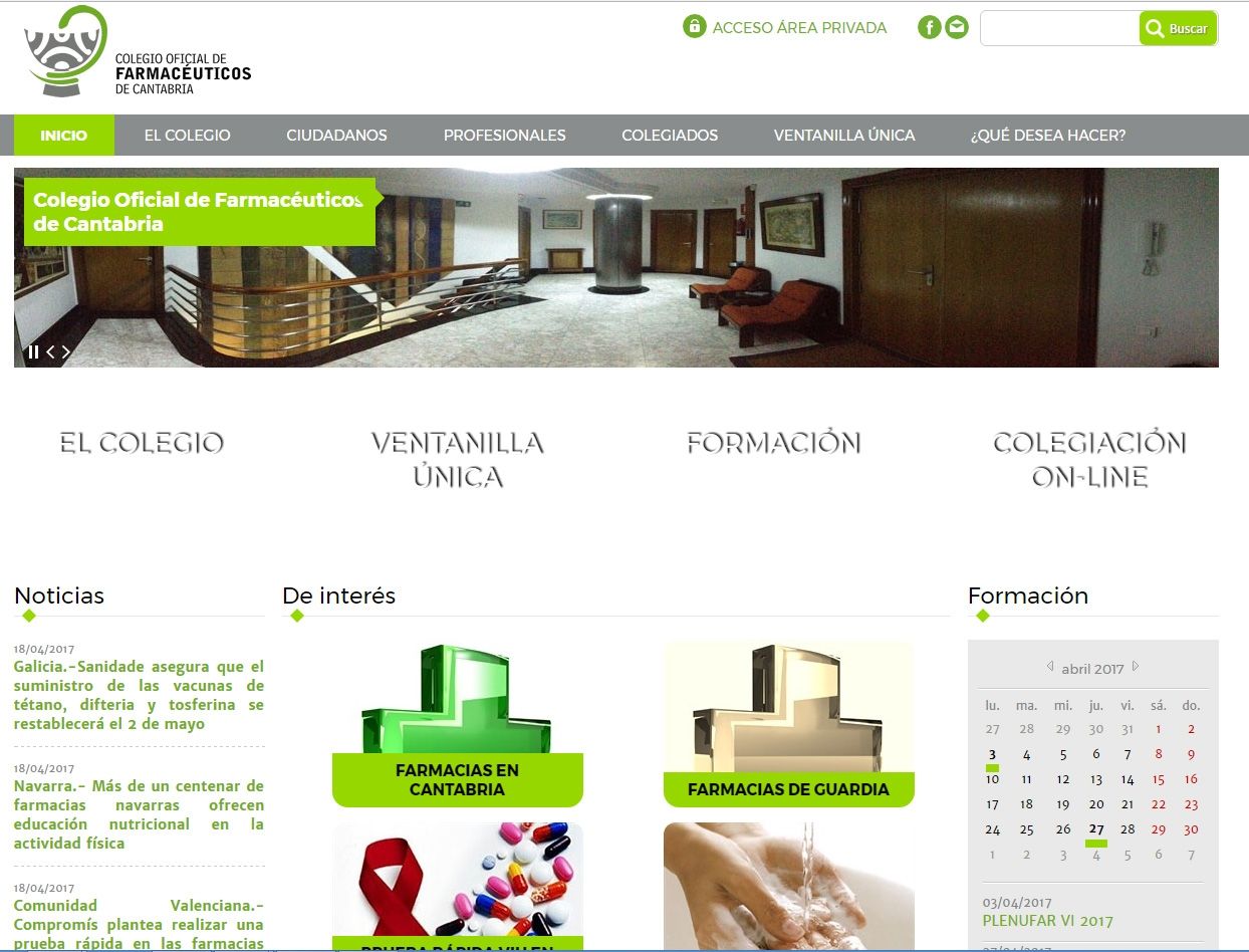 El Colegio Oficial de Farmacéuticos de Cantabria renueva su página web