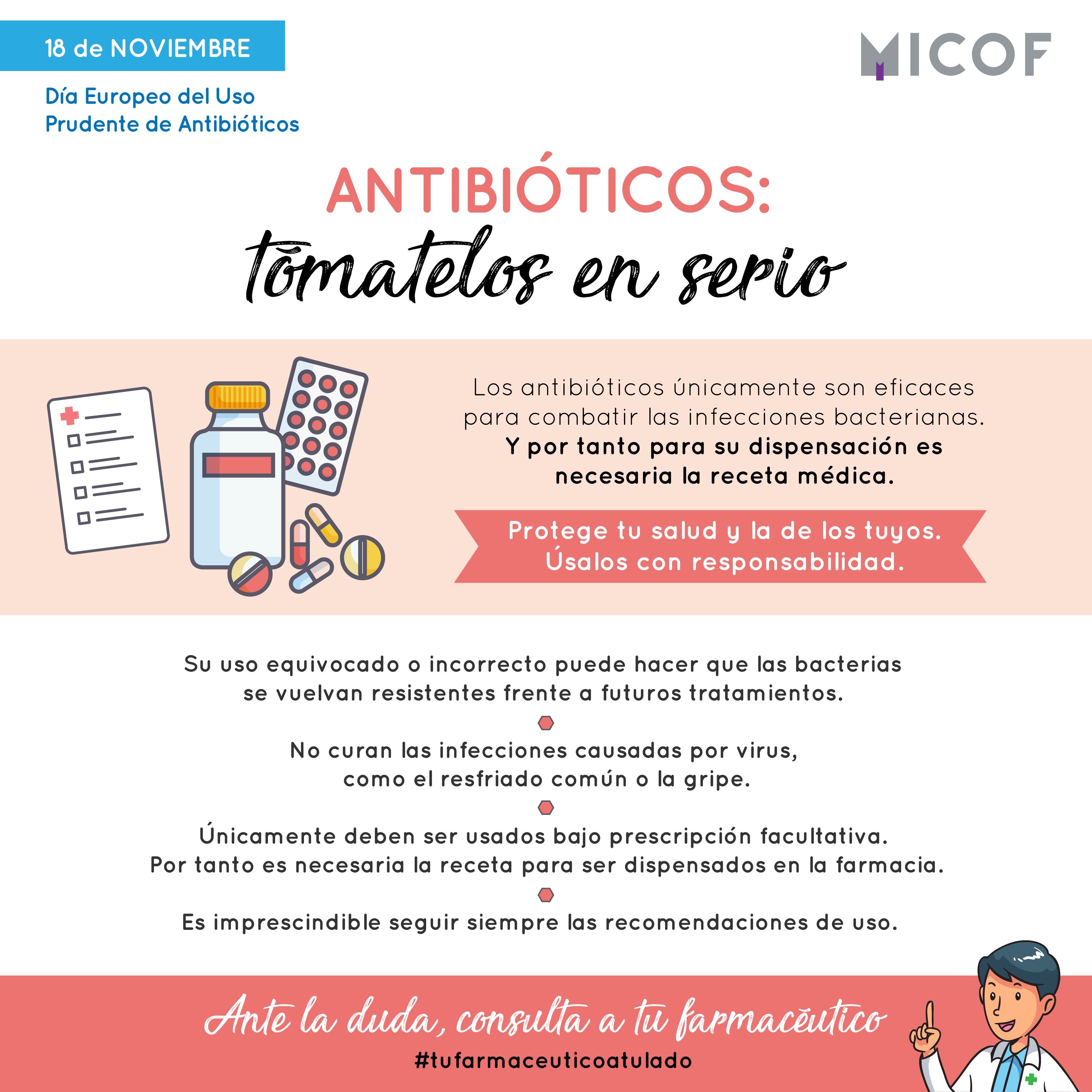 Las farmacias valencianas se suman a la campaña «Antibióticos: tómatelos en serio»