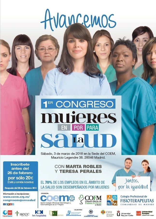 Dentistas, farmacéuticos y fisioterapeutas de Madrid debatirán sobre los retos en materia de igualdad de las profesionales sanitarias