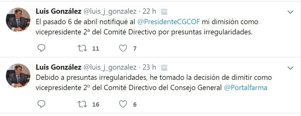 Luis González dimite como vicepresidente 2º del Consejo General