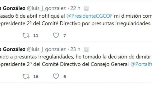 Luis González dimite como vicepresidente 2º del Consejo General