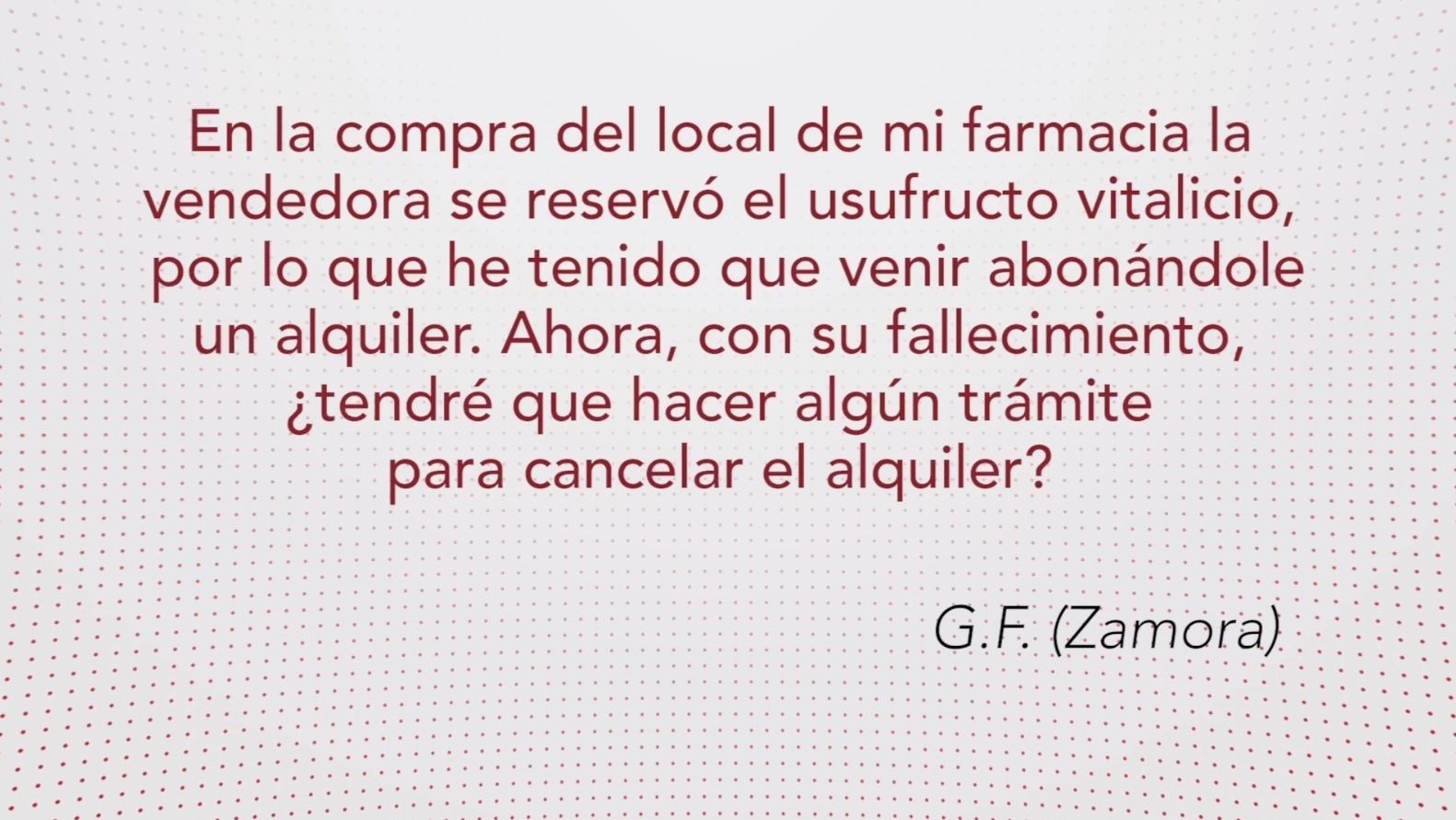 Usufructo vitalicio de un local