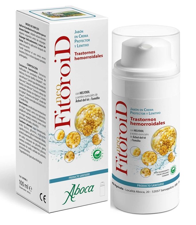 Miniatura licencia teléfono Aboca presenta Neofitoroid Jabón en Crema protector y lenitivo para el  alivio de las molestias en