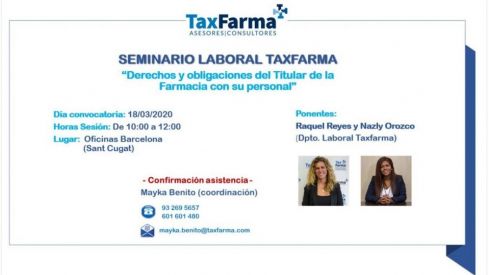 Taxfarma organiza una sesión formativa sobre «Derechos y obligaciones del titular de farmacia con su personal»