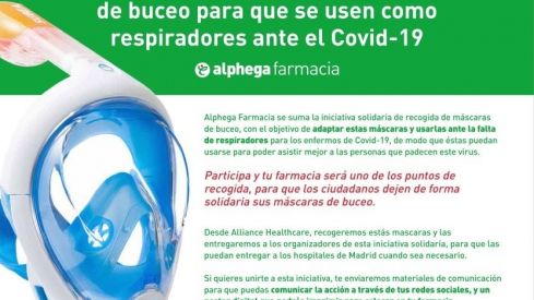 Alliance Healthcare participa en la recogida de máscaras de buceo en las farmacias para que se usen como respiradores ante la COVID-19
