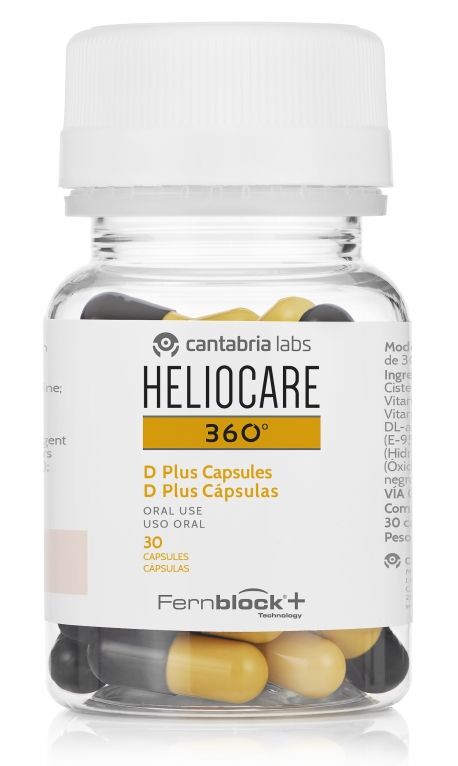 Heliocare 360 D Plus Cápsulas, complemento alimenticio con máxima concentración de activos para una mayor fotoprotección
