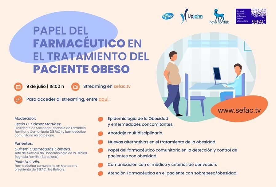 SEFAC dedica un webinar al papel del farmacéutico en el tratamiento del paciente obeso
