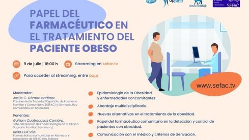 SEFAC dedica un webinar al papel del farmacéutico en el tratamiento del paciente obeso