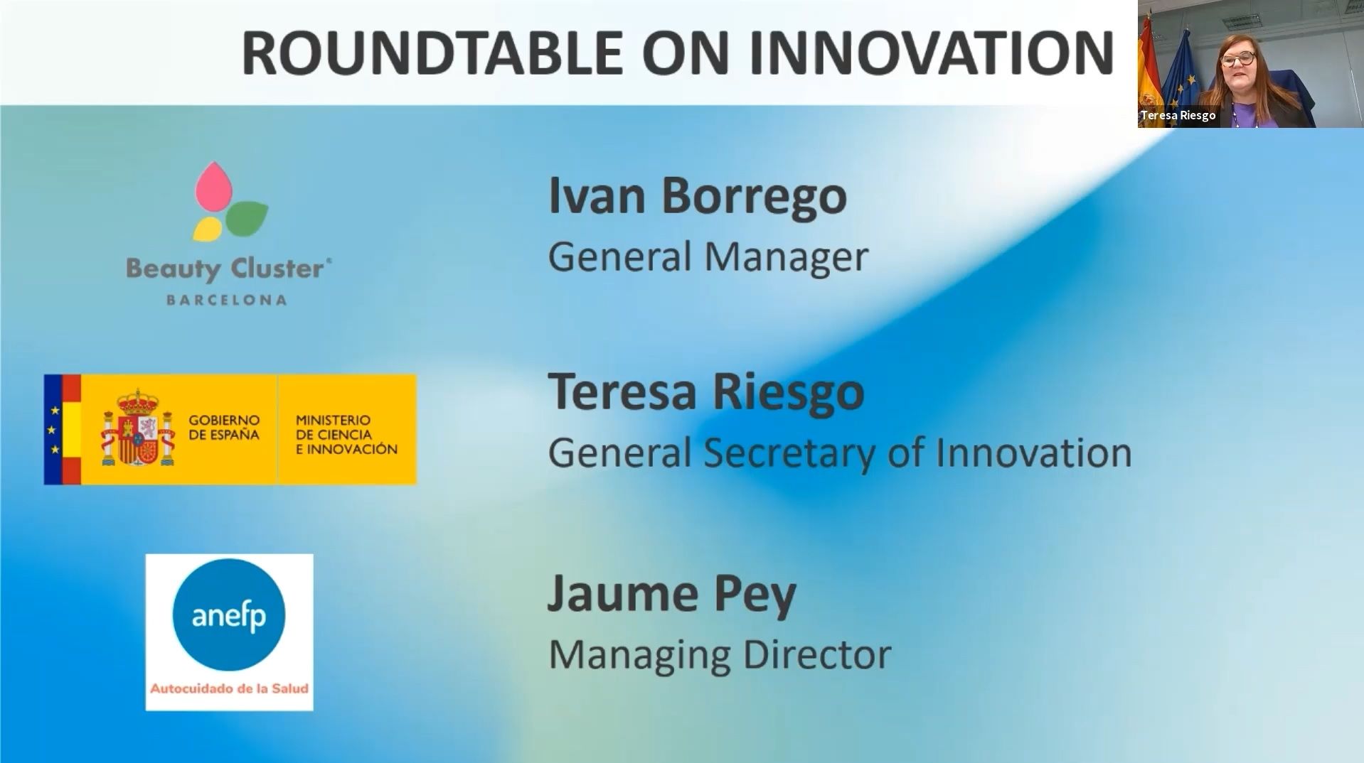 Teresa Riesgo, secretaria general de Innovación, Beauty Cluster y anefp inauguran la sexta edición de “Beauty Innovation Days”