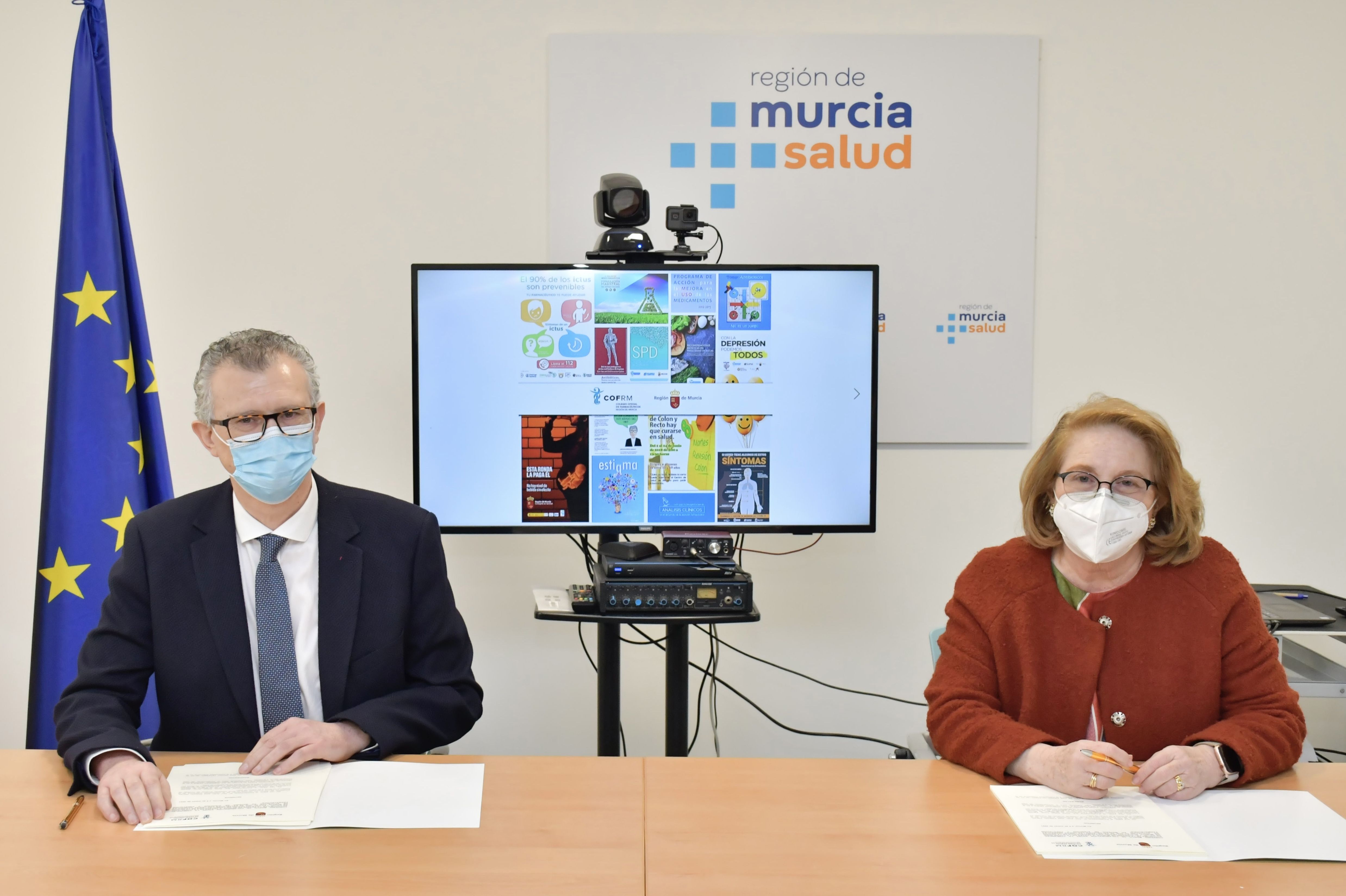 Salud y el Colegio de Farmacéuticos de Murcia renuevan el convenio marco para prestar una atención farmacéutica integral en las oficinas de farmacia