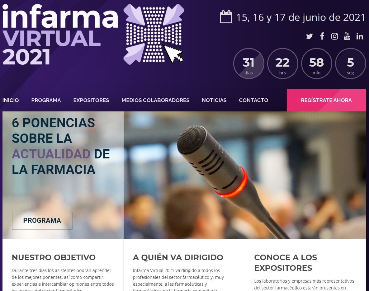 Infarma Virtual 2021 abordará la respuesta profesional del farmacéutico en la pandemia y los nuevos roles, patologías, canales y perfiles de usuario